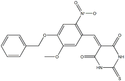 5-{4-(benzyloxy)-2-nitro-5-methoxybenzylidene}-2-thioxodihydro-4,6(1H,5H)-pyrimidinedione 结构式