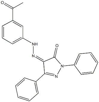 1,3-diphenyl-1H-pyrazole-4,5-dione 4-[(3-acetylphenyl)hydrazone] 结构式