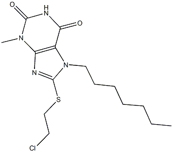 8-[(2-chloroethyl)sulfanyl]-7-heptyl-3-methyl-3,7-dihydro-1H-purine-2,6-dione 结构式