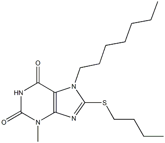 8-(butylsulfanyl)-7-heptyl-3-methyl-3,7-dihydro-1H-purine-2,6-dione 结构式