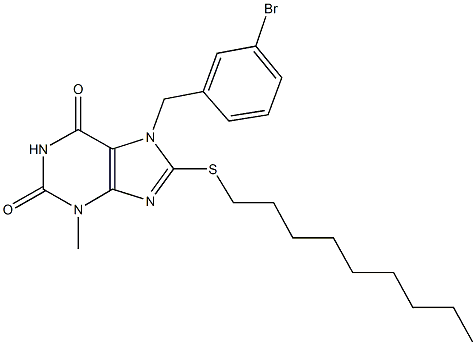7-(3-bromobenzyl)-3-methyl-8-(nonylsulfanyl)-3,7-dihydro-1H-purine-2,6-dione 结构式