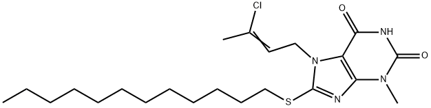 7-(3-chloro-2-butenyl)-8-(dodecylsulfanyl)-3-methyl-3,7-dihydro-1H-purine-2,6-dione 结构式