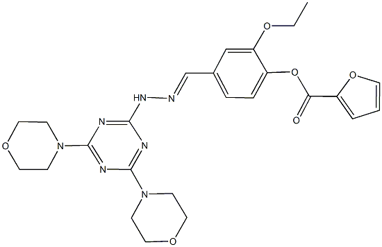 4-{2-[4,6-di(4-morpholinyl)-1,3,5-triazin-2-yl]carbohydrazonoyl}-2-ethoxyphenyl 2-furoate 结构式