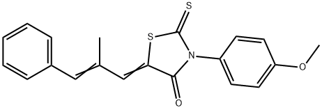 3-(4-methoxyphenyl)-5-(2-methyl-3-phenyl-2-propenylidene)-2-thioxo-1,3-thiazolidin-4-one 结构式