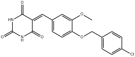 5-{4-[(4-chlorobenzyl)oxy]-3-methoxybenzylidene}-2,4,6(1H,3H,5H)-pyrimidinetrione 结构式