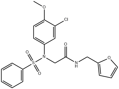 2-[3-chloro-4-methoxy(phenylsulfonyl)anilino]-N-(2-furylmethyl)acetamide 结构式