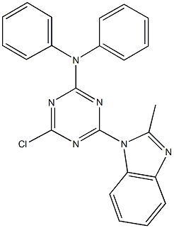 4-chloro-6-(2-methyl-1H-benzimidazol-1-yl)-N,N-diphenyl-1,3,5-triazin-2-amine 结构式