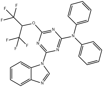 N-{4-(1H-benzimidazol-1-yl)-6-[2,2,2-trifluoro-1-(trifluoromethyl)ethoxy]-1,3,5-triazin-2-yl}-N,N-diphenylamine 结构式