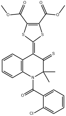 dimethyl 2-(1-(2-chlorobenzoyl)-2,2-dimethyl-3-thioxo-2,3-dihydro-4(1H)-quinolinylidene)-1,3-dithiole-4,5-dicarboxylate 结构式