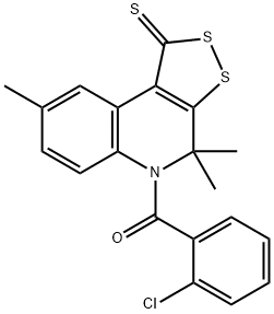 5-(2-chlorobenzoyl)-4,4,8-trimethyl-4,5-dihydro-1H-[1,2]dithiolo[3,4-c]quinoline-1-thione 结构式
