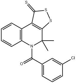5-(3-chlorobenzoyl)-4,4-dimethyl-4,5-dihydro-1H-[1,2]dithiolo[3,4-c]quinoline-1-thione 结构式