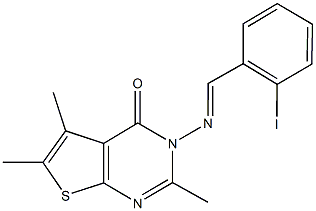 3-[(2-iodobenzylidene)amino]-2,5,6-trimethylthieno[2,3-d]pyrimidin-4(3H)-one 结构式