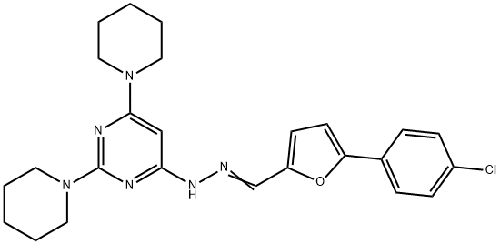 5-(4-chlorophenyl)furan-2-carbaldehyde (2,6-dipiperidin-1-ylpyrimidin-4-yl)hydrazone 结构式