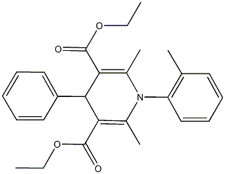 diethyl 2,6-dimethyl-1-(2-methylphenyl)-4-phenyl-1,4-dihydro-3,5-pyridinedicarboxylate 结构式