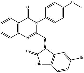 2-[(5-bromo-2-oxo-1,2-dihydro-3H-indol-3-ylidene)methyl]-3-(4-methoxyphenyl)-4(3H)-quinazolinone 结构式