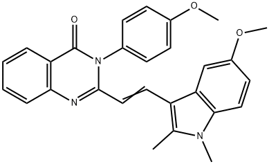 2-[2-(5-methoxy-1,2-dimethyl-1H-indol-3-yl)vinyl]-3-(4-methoxyphenyl)-4(3H)-quinazolinone 结构式