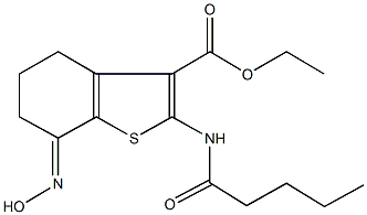 ethyl 7-(hydroxyimino)-2-(pentanoylamino)-4,5,6,7-tetrahydro-1-benzothiophene-3-carboxylate 结构式