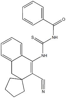 N-benzoyl-N'-(2-cyano-3,4-dihydrospiro[naphthalene-3,1'-cyclopentane]-1-yl)thiourea 结构式