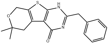 2-benzyl-6,6-dimethyl-3,5,6,8-tetrahydro-4H-pyrano[4',3':4,5]thieno[2,3-d]pyrimidin-4-one 结构式