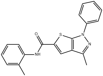 3-methyl-N-(2-methylphenyl)-1-phenyl-1H-thieno[2,3-c]pyrazole-5-carboxamide 结构式