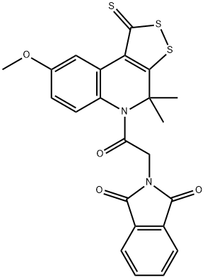 2-[2-(8-methoxy-4,4-dimethyl-1-thioxo-1,4-dihydro-5H-[1,2]dithiolo[3,4-c]quinolin-5-yl)-2-oxoethyl]-1H-isoindole-1,3(2H)-dione 结构式