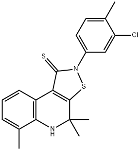 2-(3-chloro-4-methylphenyl)-4,4,6-trimethyl-4,5-dihydroisothiazolo[5,4-c]quinoline-1(2H)-thione 结构式