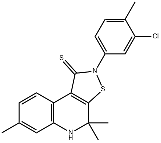 2-(3-chloro-4-methylphenyl)-4,4,7-trimethyl-4,5-dihydroisothiazolo[5,4-c]quinoline-1(2H)-thione 结构式