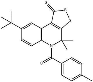 8-tert-butyl-4,4-dimethyl-5-(4-methylbenzoyl)-4,5-dihydro-1H-[1,2]dithiolo[3,4-c]quinoline-1-thione 结构式