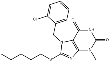 7-(2-chlorobenzyl)-3-methyl-8-(pentylsulfanyl)-3,7-dihydro-1H-purine-2,6-dione 结构式