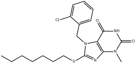 7-(2-chlorobenzyl)-8-(heptylsulfanyl)-3-methyl-3,7-dihydro-1H-purine-2,6-dione 结构式
