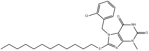 7-(2-chlorobenzyl)-8-(dodecylsulfanyl)-3-methyl-3,7-dihydro-1H-purine-2,6-dione 结构式