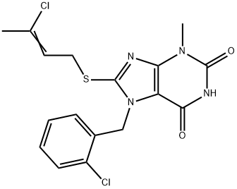 7-(2-chlorobenzyl)-8-[(3-chloro-2-butenyl)sulfanyl]-3-methyl-3,7-dihydro-1H-purine-2,6-dione 结构式
