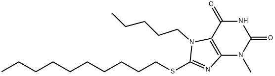 8-(decylsulfanyl)-3-methyl-7-pentyl-3,7-dihydro-1H-purine-2,6-dione 结构式