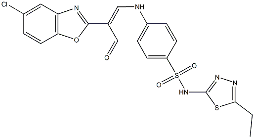 4-{[2-(5-chloro-1,3-benzoxazol-2-yl)-3-oxo-1-propenyl]amino}-N-(5-ethyl-1,3,4-thiadiazol-2-yl)benzenesulfonamide 结构式