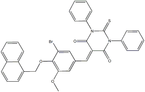 5-[3-bromo-5-methoxy-4-(1-naphthylmethoxy)benzylidene]-1,3-diphenyl-2-thioxodihydro-4,6(1H,5H)-pyrimidinedione 结构式