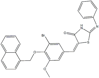 5-[3-bromo-5-methoxy-4-(1-naphthylmethoxy)benzylidene]-2-(phenylimino)-1,3-thiazolidin-4-one 结构式