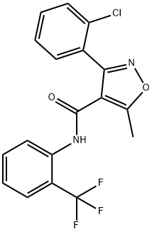 3-(2-chlorophenyl)-5-methyl-N-[2-(trifluoromethyl)phenyl]-4-isoxazolecarboxamide 结构式