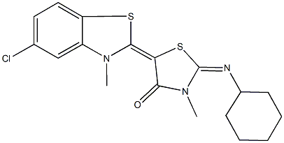 5-(5-chloro-3-methyl-1,3-benzothiazol-2(3H)-ylidene)-2-(cyclohexylimino)-3-methyl-1,3-thiazolidin-4-one 结构式