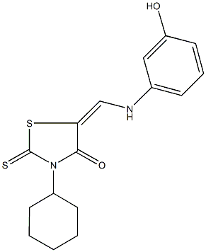 3-cyclohexyl-5-[(3-hydroxyanilino)methylene]-2-thioxo-1,3-thiazolidin-4-one 结构式