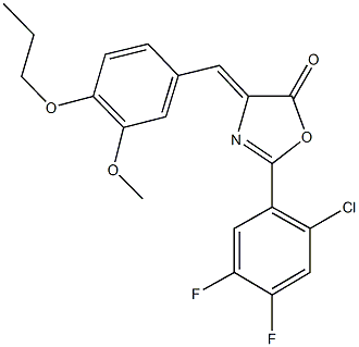 2-(2-chloro-4,5-difluorophenyl)-4-(3-methoxy-4-propoxybenzylidene)-1,3-oxazol-5(4H)-one 结构式