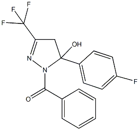 1-benzoyl-5-(4-fluorophenyl)-3-(trifluoromethyl)-4,5-dihydro-1H-pyrazol-5-ol 结构式