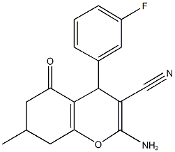 2-amino-4-(3-fluorophenyl)-7-methyl-5-oxo-5,6,7,8-tetrahydro-4H-chromene-3-carbonitrile 结构式