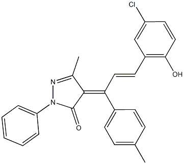 4-[3-(5-chloro-2-hydroxyphenyl)-1-(4-methylphenyl)-2-propenylidene]-5-methyl-2-phenyl-2,4-dihydro-3H-pyrazol-3-one 结构式