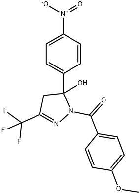 5-{4-nitrophenyl}-1-(4-methoxybenzoyl)-3-(trifluoromethyl)-4,5-dihydro-1H-pyrazol-5-ol 结构式
