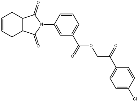 2-(4-chlorophenyl)-2-oxoethyl 3-(1,3-dioxo-1,3,3a,4,7,7a-hexahydro-2H-isoindol-2-yl)benzoate 结构式