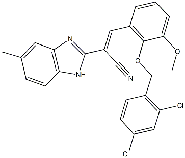 3-{2-[(2,4-dichlorobenzyl)oxy]-3-methoxyphenyl}-2-(5-methyl-1H-benzimidazol-2-yl)acrylonitrile 结构式