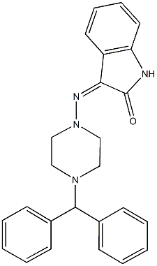 3-[(4-benzhydryl-1-piperazinyl)imino]-1,3-dihydro-2H-indol-2-one 结构式