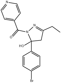 5-(4-bromophenyl)-3-ethyl-1-isonicotinoyl-4,5-dihydro-1H-pyrazol-5-ol 结构式