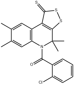 5-(2-chlorobenzoyl)-4,4,7,8-tetramethyl-4,5-dihydro-1H-[1,2]dithiolo[3,4-c]quinoline-1-thione 结构式