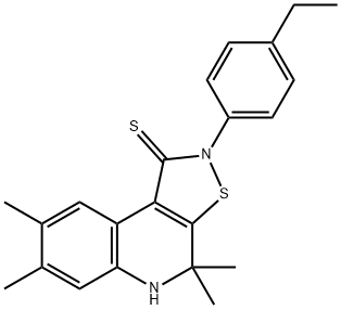 2-(4-ethylphenyl)-4,4,7,8-tetramethyl-4,5-dihydroisothiazolo[5,4-c]quinoline-1(2H)-thione 结构式